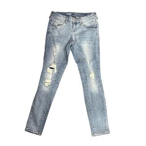 Mossimo Distressed Skinny Jeans 00/24 Light Wash Ripped Y2K Grunge